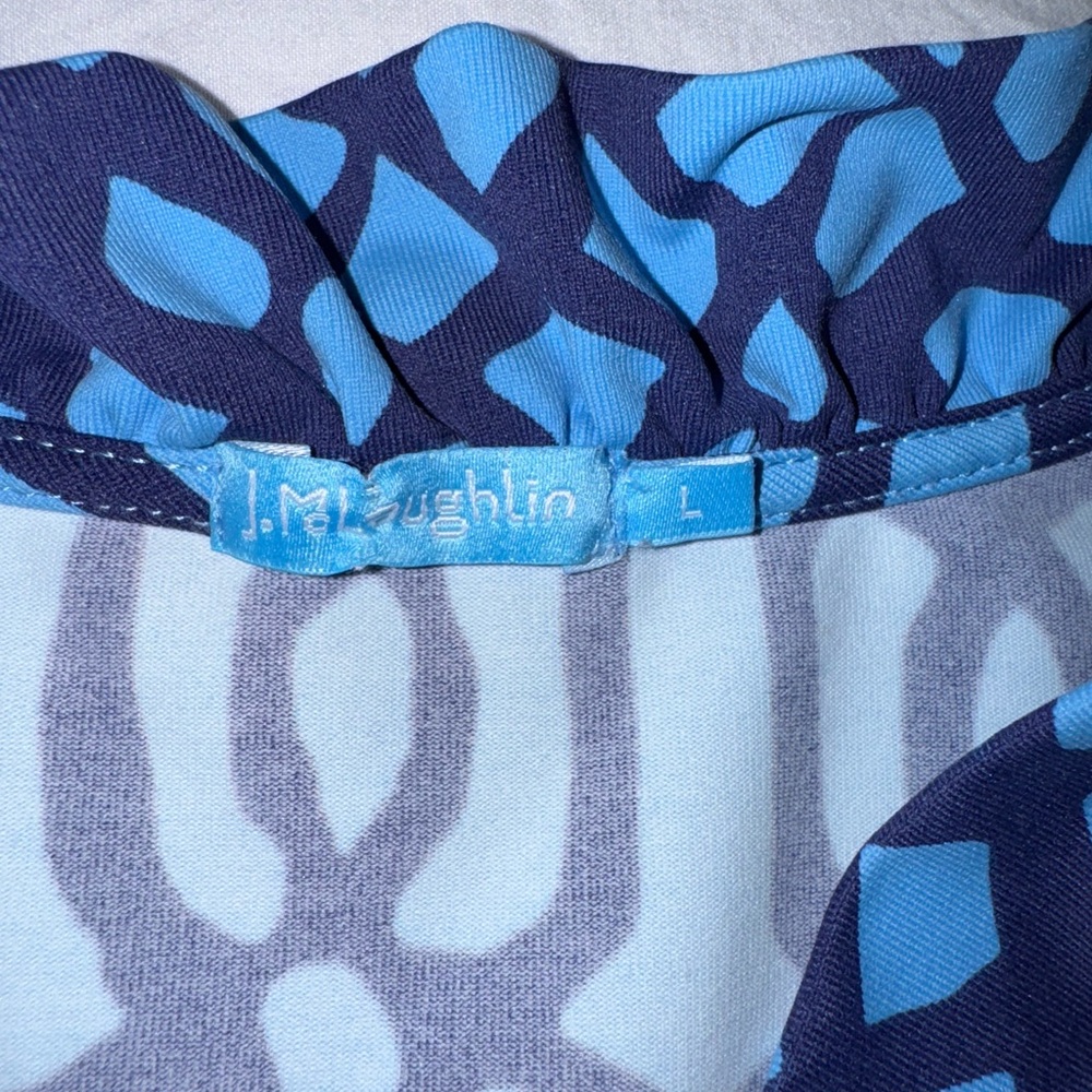 J. McLAUGHLIN Blue Patterned Women's Blouse - Picture 4 of 6